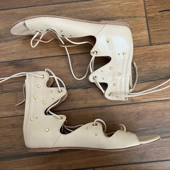 IRO Camel tan Xiri gladiator studded lace up sandals size 38 - Picture 8 of 12